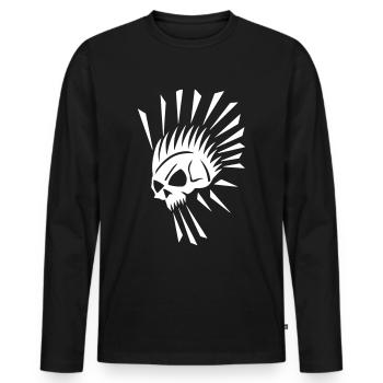 Totenkopf, Skull, Knochen, Bones - Männer Premium Bio Langarmshirt - Schwarz - Vorne - Nico (187cm)