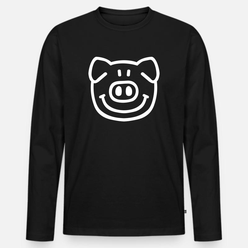 Schwein - Männer Premium Bio Langarmshirt - Schwarz