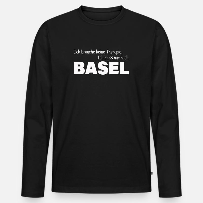 Therapie BASEL - Männer Premium Bio Langarmshirt - Schwarz