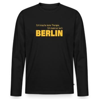 Therapie BERLIN - Männer Premium Bio Langarmshirt - Schwarz - Vorne - Nico (187cm)