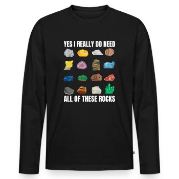 , j’ai vraiment besoin de toutes ces roches Collector - T-shirt manches longues Premium bio Homme - noir - Devant - Nico (187cm)