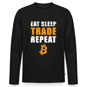 EAT SLEEP TRADE REPEAT Bitcoin Trader - T-shirt manches longues Premium bio Homme - noir - Devant - Nico (187cm)