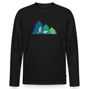 Course de canicross de cross-country avec chien Coureur de Canicross - T-shirt manches longues Premium bio Homme - noir - Devant - Nico (187cm)