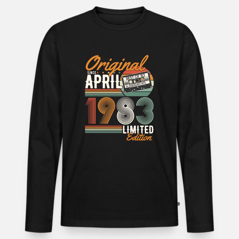 Original seit April 1983 - Männer Premium Bio Langarmshirt - Schwarz