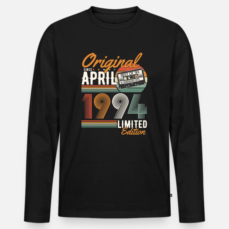 Original seit April 1994 - Männer Premium Bio Langarmshirt - Schwarz