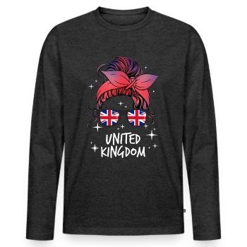 Royaume-Uni - T-shirt manches longues Premium bio Homme - anthracite chiné - Devant - Nico (187cm)