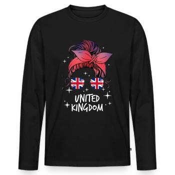 United Kingdom - Men's Premium Organic Long Sleeve Shirt - black - Front - Nico (187cm)