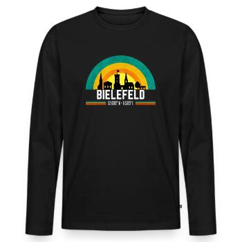 Bielefeld Rétro Skyline Coordonnées Sparrenburg - T-shirt manches longues Premium bio Homme - noir - Devant - Nico (187cm)