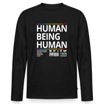 LGBTQ+ Human Being Human Pride Month - Männer Premium Bio Langarmshirt - Schwarz - Vorne - Nico (187cm)
