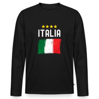 Italy Flag Football Fan European Championships Italy - Men's Premium Organic Long Sleeve Shirt - black - Front - Nico (187cm)