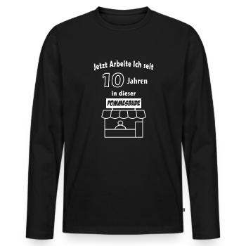 10 Jahre in einer Firma - Männer Premium Bio Langarmshirt - Schwarz - Vorne - Nico (187cm)