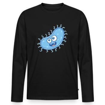 MICROBIOLOGISTE: Bactérie douce - T-shirt manches longues Premium bio Homme - noir - Devant - Nico (187cm)
