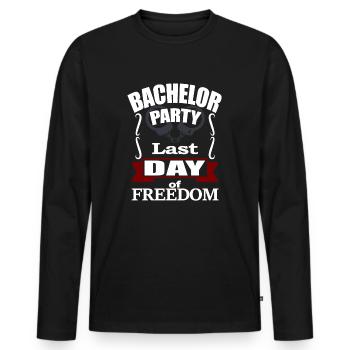 BACHELOR PARTY - DERNIER JOUR DE LIBERTÉ - Menottes - T-shirt manches longues Premium bio Homme - noir - Devant - Nico (187cm)