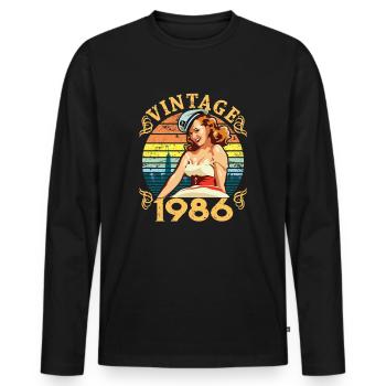 Vintage 1986 Retro Pin-Up Girl, Geschenk zum 36. Geburtstag - Männer Premium Bio Langarmshirt - Schwarz - Vorne - Nico (187cm)