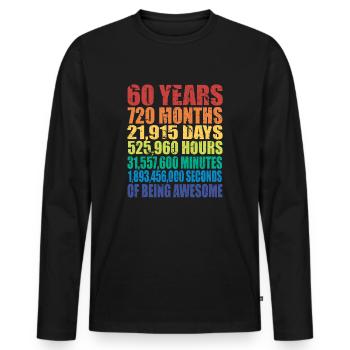 60 ans et des trucs pour dark rev2 - T-shirt manches longues Premium bio Homme - noir - Devant - Nico (187cm)