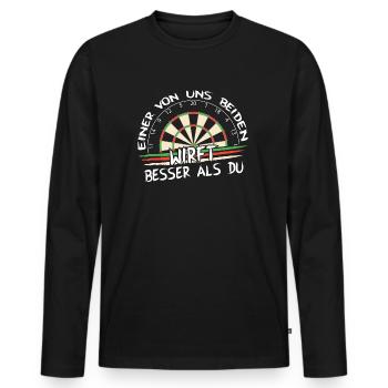 besser als du - Männer Premium Bio Langarmshirt - Schwarz - Vorne - Nico (187cm)