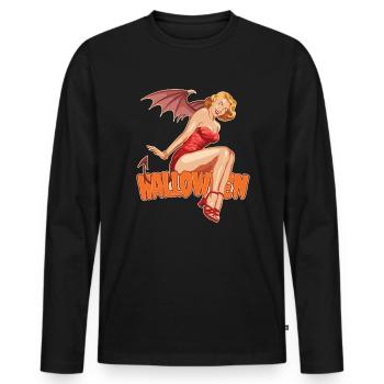 Halloween Vampire Lady Scary Trick or Treat Outfit - Men's Premium Organic Long Sleeve Shirt - black - Front - Nico (187cm)