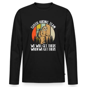 Herzschlag Bergsteiger mit Hund Wanderer Berg - Männer Premium Bio Langarmshirt - Schwarz - Vorne - Nico (187cm)