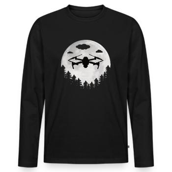 Drohnen Pilot Drohne Mond FPV Pilot Drone Moon - Men's Premium Organic Long Sleeve Shirt - black - Front - Nico (187cm)