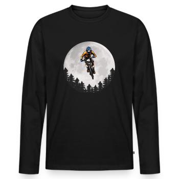 Mountain Bike Moon Mountain Biker Moon - Men's Premium Organic Long Sleeve Shirt - black - Front - Nico (187cm)