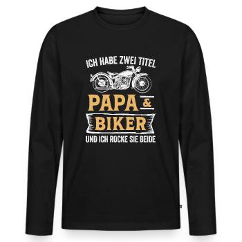 Biker Papa Motorradfahrer Motorrad - Männer Premium Bio Langarmshirt - Schwarz - Vorne - Nico (187cm)