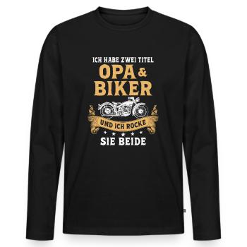 Biker Opa Motorradfahrer Motorrad - Männer Premium Bio Langarmshirt - Schwarz - Vorne - Nico (187cm)