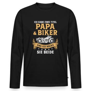 Biker Papa Motorradfahrer Motorrad - Männer Premium Bio Langarmshirt - Schwarz - Vorne - Nico (187cm)