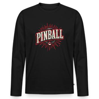 Flipper T-Shirt Pinball Automat Arcade Design - Männer Premium Bio Langarmshirt - Schwarz - Vorne - Nico (187cm)