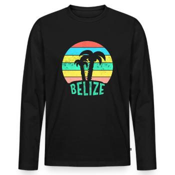 BELIZE Karibischer Sonnenuntergang - Männer Premium Bio Langarmshirt - Schwarz - Vorne - Nico (187cm)