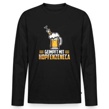 Hopfenzeneca Bier Impfung geimpft mit Bier Hopfen - Männer Premium Bio Langarmshirt - Schwarz - Vorne - Nico (187cm)