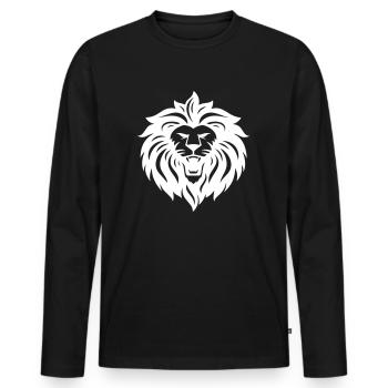 lion - Men's Premium Organic Long Sleeve Shirt - black - Front - Nico (187cm)