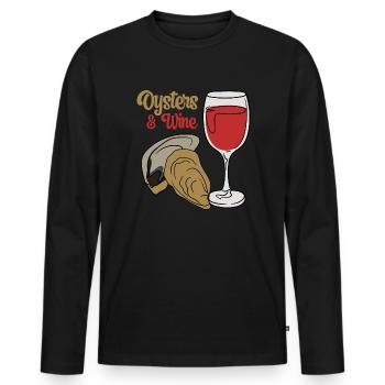 Huîtres et vin Seafood Chef Hobby Ocean - T-shirt manches longues Premium bio Homme - noir - Devant - Nico (187cm)