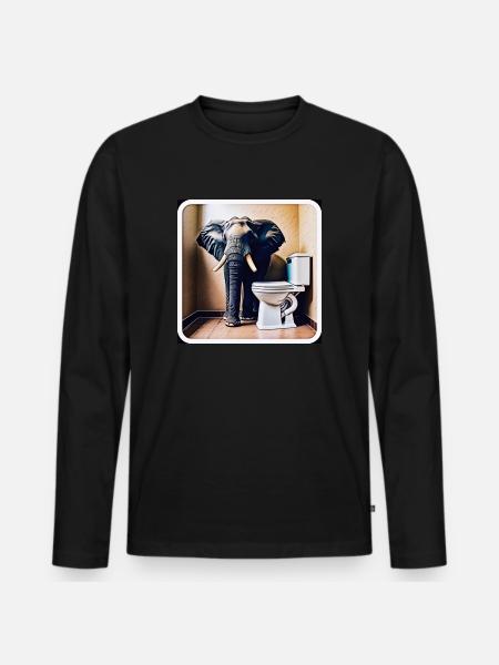 Elephant standing in the toilet - Men's Premium Organic Long Sleeve Shirt - black