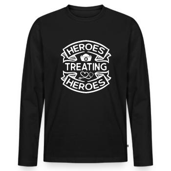 Heroes treating Heroes VA Nurse - Männer Premium Bio Langarmshirt - Schwarz - Vorne - Nico (187cm)