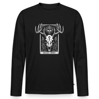 Deer Skull 2 Occult Spirit - Men's Premium Organic Long Sleeve Shirt - black - Front - Nico (187cm)
