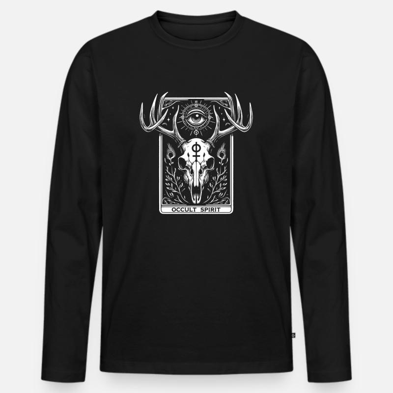 Deer Skull 2 Okkulter Geist - Männer Premium Bio Langarmshirt - Schwarz