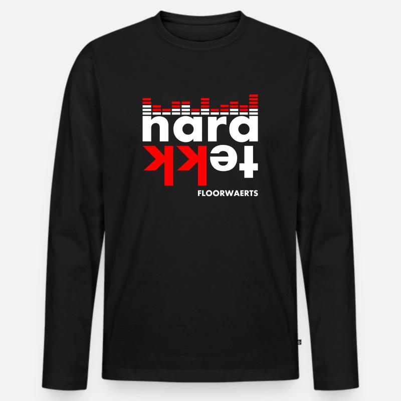 Hardtekk - Tekk - Techno - HARDTEKK FLOORWÄRTS - Männer Premium Bio Langarmshirt - Schwarz