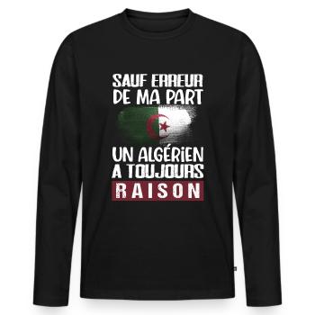 Algérie cadeau drôle algérien drapeau - T-shirt manches longues Premium bio Homme - noir - Devant - Nico (187cm)