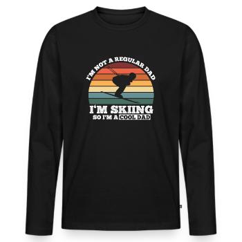Ski Dad - not a regular dad Geschenkidee lustig - Männer Premium Bio Langarmshirt - Schwarz - Vorne - Nico (187cm)