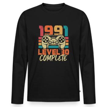 Millésime 1991 Niveau 30 Complete 30 Anniversaire - T-shirt manches longues Premium bio Homme - noir - Devant - Nico (187cm)