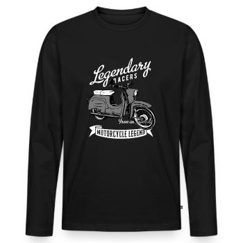 Simson Schwalbe Moped DDR - Männer Premium Bio Langarmshirt - Schwarz - Vorne - Nico (187cm)