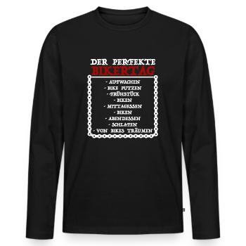 Der Perfekte Bikertag | Motorrad, Freizeit - Männer Premium Bio Langarmshirt - Schwarz - Vorne - Nico (187cm)