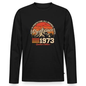 Great Since 1973 - Vintage Birthday Gift - Men's Premium Organic Long Sleeve Shirt - black - Front - Nico (187cm)
