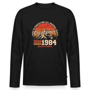 Great since 1984 - Vintage Birthday Gift - Men's Premium Organic Long Sleeve Shirt - black - Front - Nico (187cm)