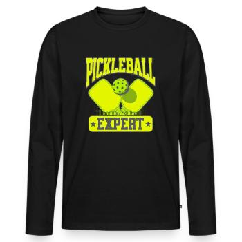 Pickleball Expert - Männer Premium Bio Langarmshirt - Schwarz - Vorne - Nico (187cm)