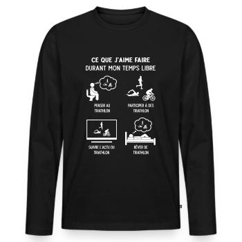 Triathlète Triathlon Humour Temps Libre - T-shirt manches longues Premium bio Homme - noir - Devant - Nico (187cm)