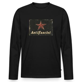 Étoile rouge antifasciste - T-shirt manches longues Premium bio Homme - noir - Devant - Nico (187cm)