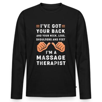Naturopath Masseur Masseuse Massage - Men's Premium Organic Long Sleeve Shirt - black - Front - Nico (187cm)