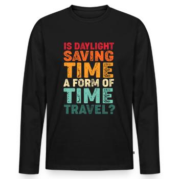 Time travel - Men's Premium Organic Long Sleeve Shirt - black - Front - Nico (187cm)