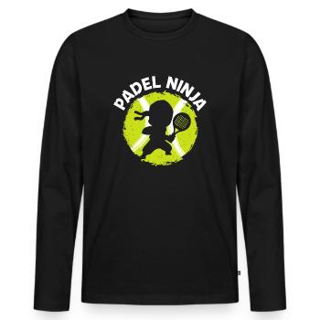 Padel Ninja Padel Joueur Padel Tennis Padeltennis - T-shirt manches longues Premium bio Homme - noir - Devant - Nico (187cm)